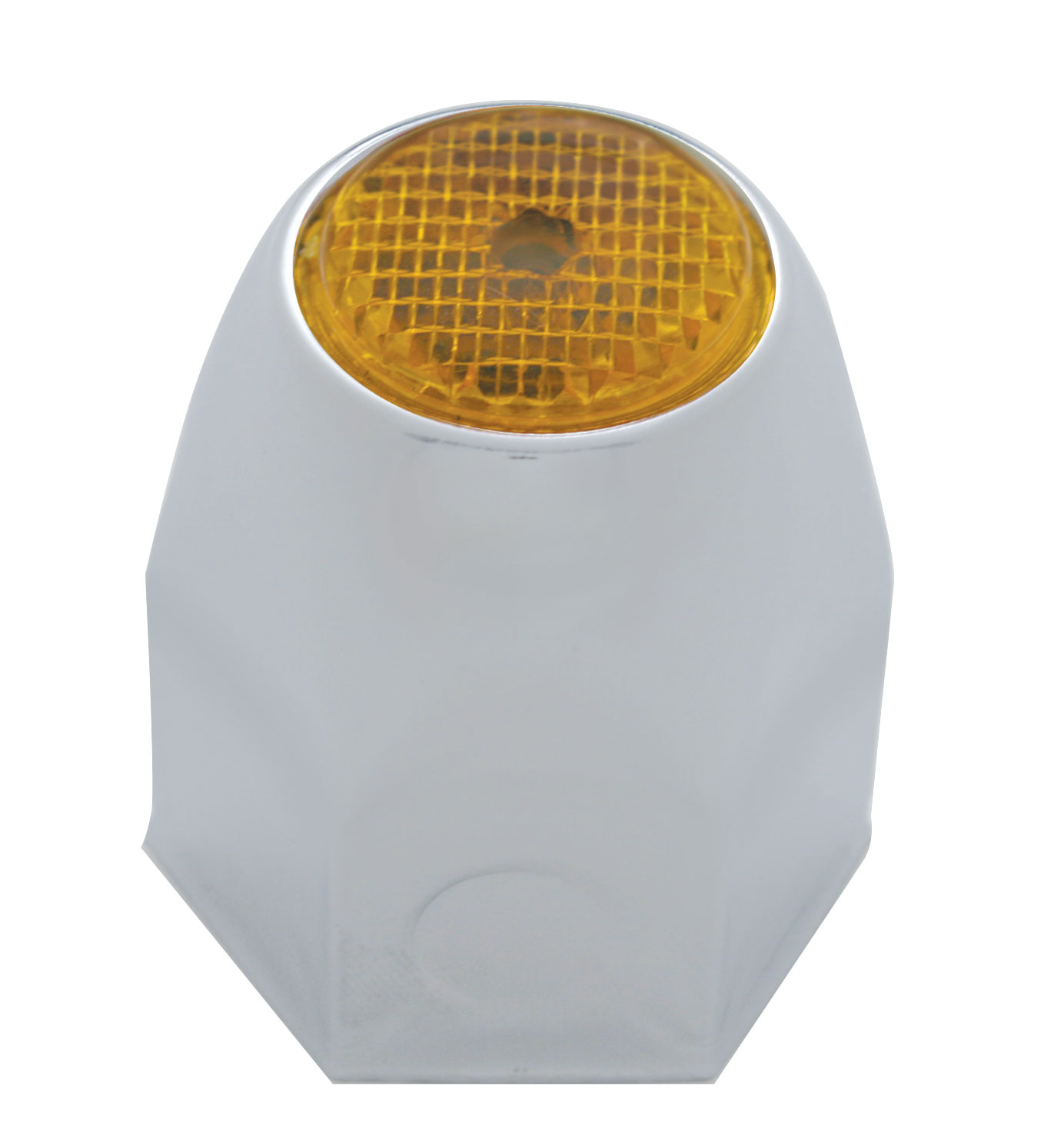 Chrome 1 1/2" X 2" Nut Cover W/ Reflector - Amber