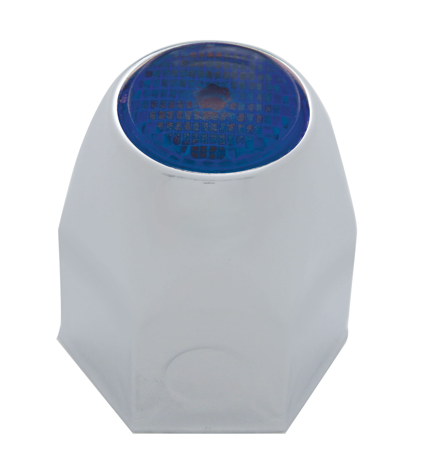 Chrome 1 1/2" X 2" Nut Cover W/ Reflector - Blue