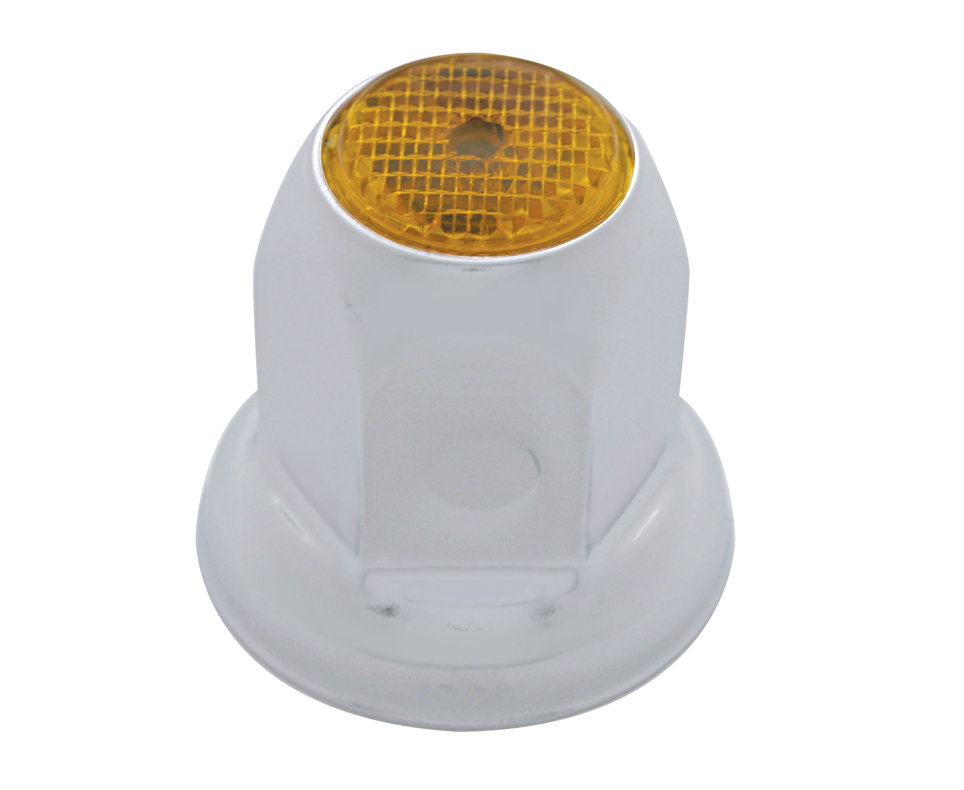 Chrome 33Mm X 2" Nut Cover W/ Flange & Reflector - Amber