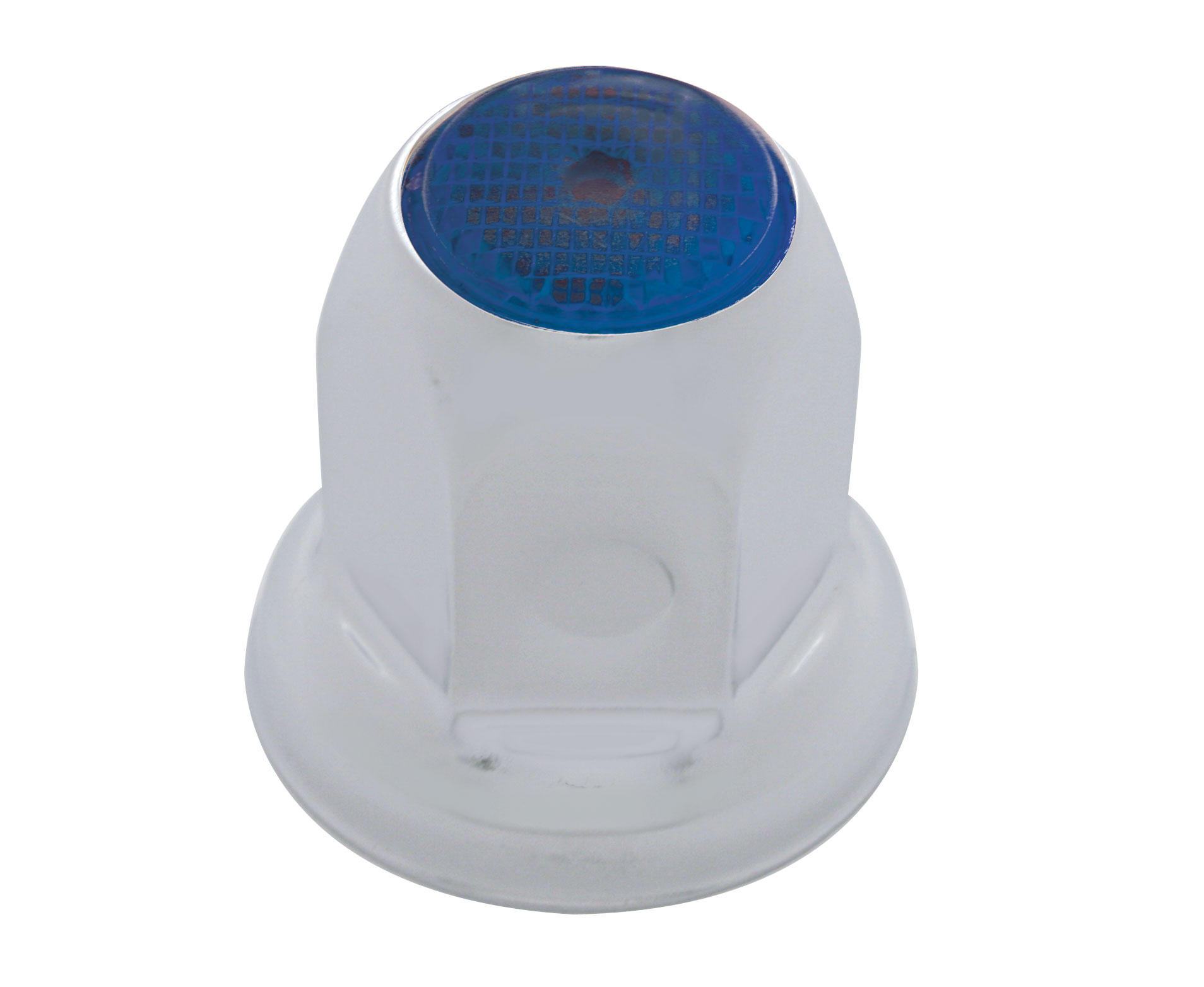 Chrome 33Mm X 2" Nut Cover W/ Flange & Reflector - Blue