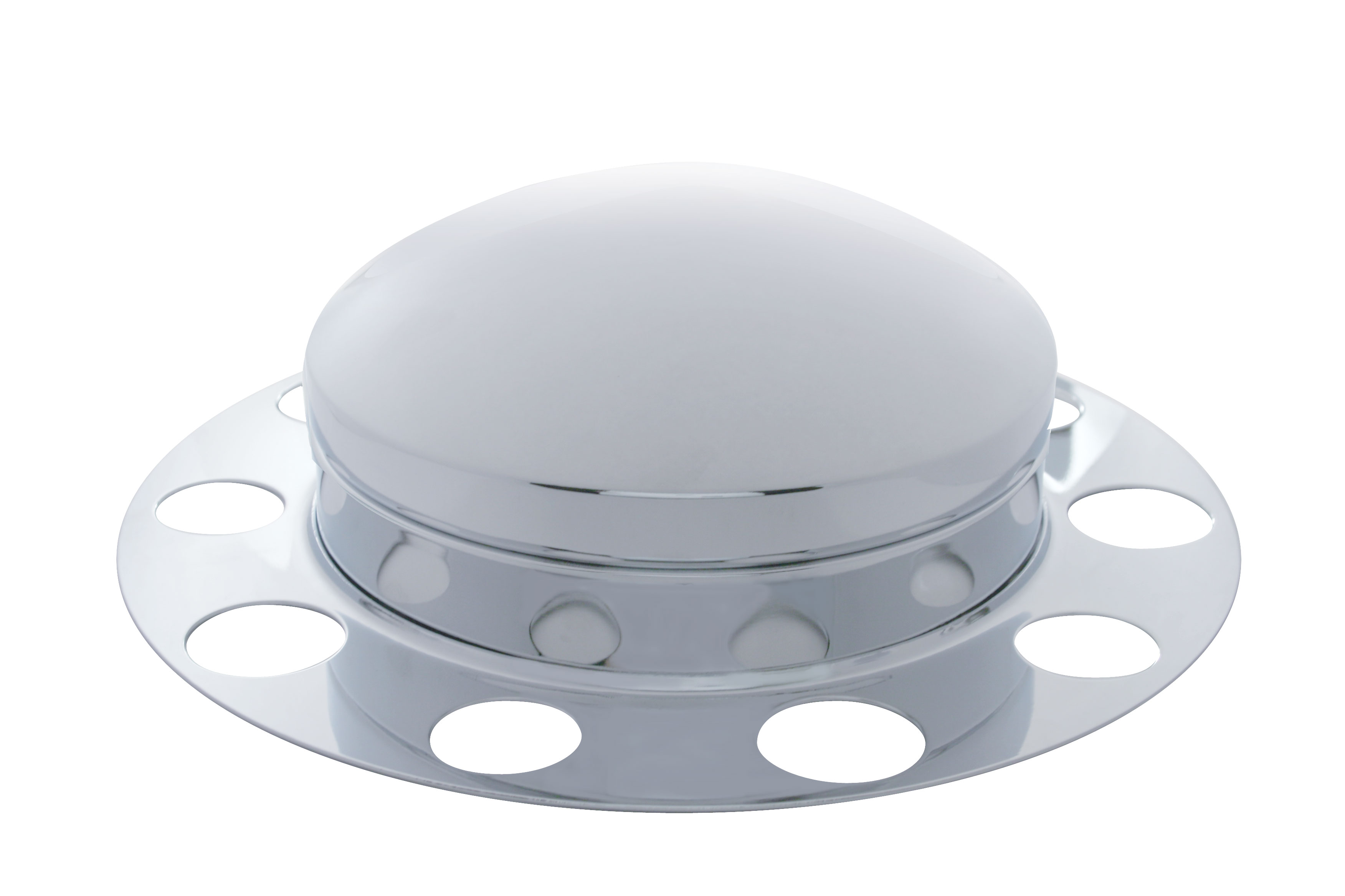 Chrome Front 3Pc. Axle Cover W/ Dome Hub Cap - Steel Ring