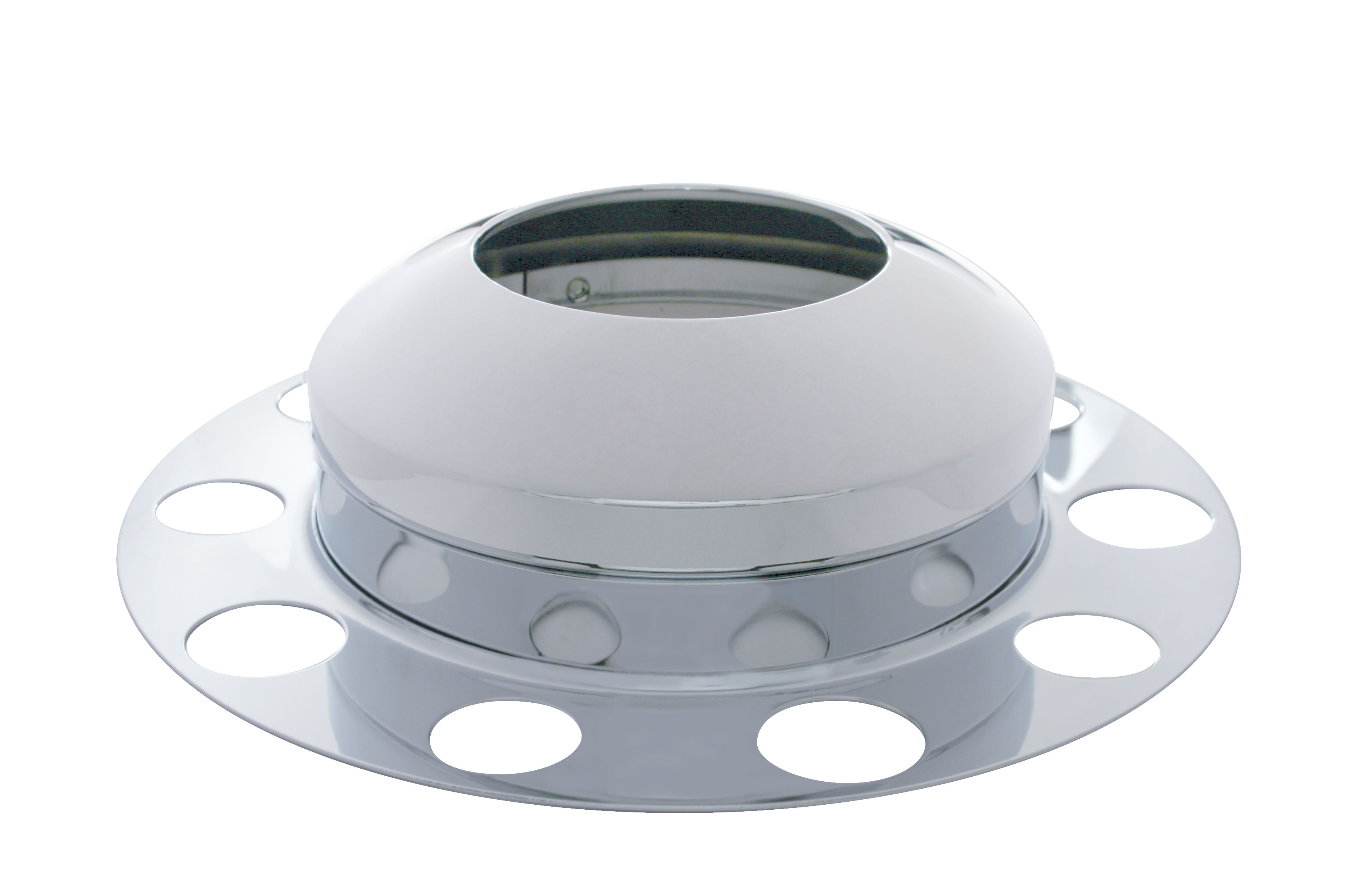 Chrome Front 3Pc. Axle Cover W/ Hubdometer Hub Cap - Steel Ring