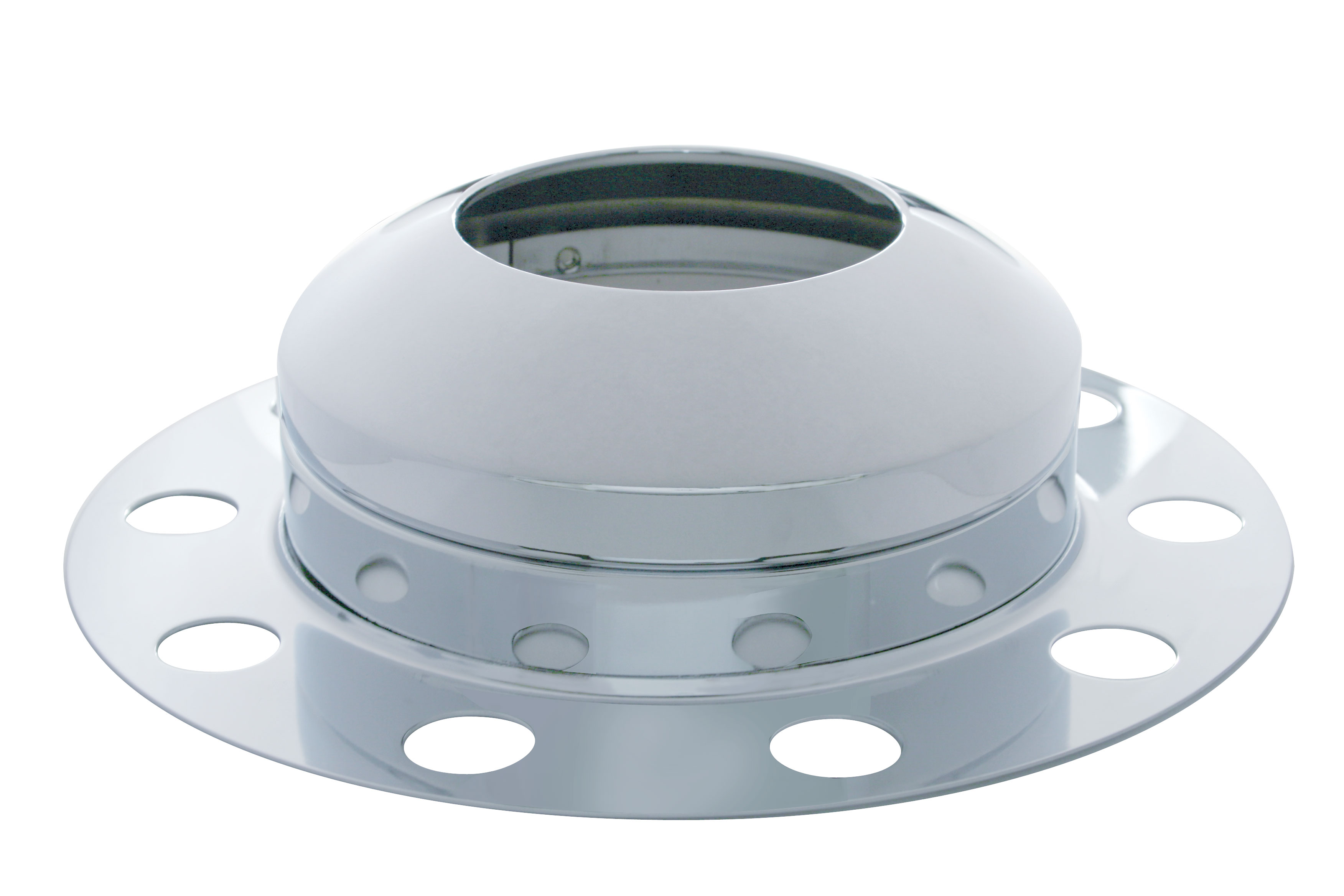 Chrome Front 2Pc. Axle Cover W/ Hubdometer Hub Cap - Uni-Mount