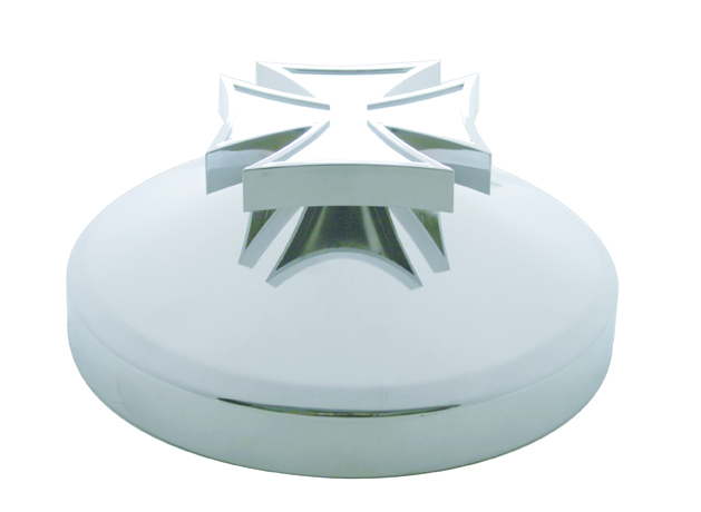 Chrome 8" Rear Hub Cap W/ Iron Cross Spinner