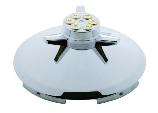 Chrome 5 Even Notch Front Hub Cap W/ Gun Cylinder Spinner - 7/16" Lip