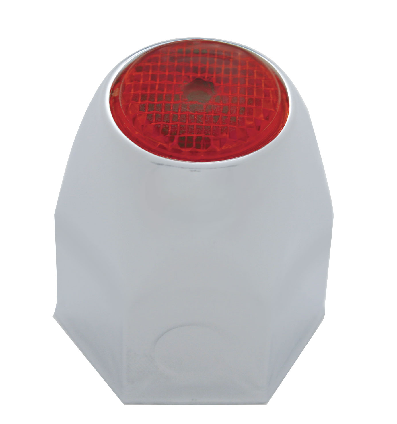 Chrome Steel 1 1/2" X 1 5/8" Nut Cover W/ Reflector - Red