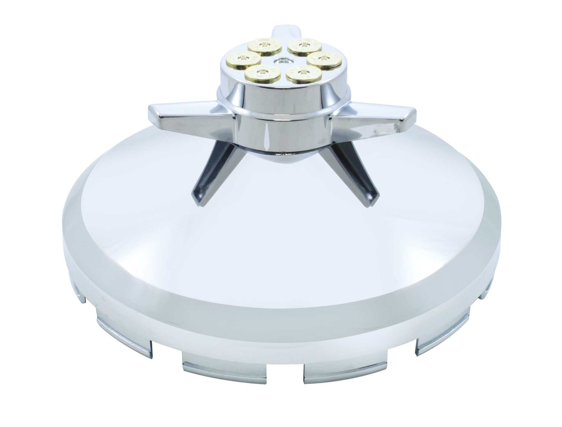 Chrome Plastic Front Axle Cover Hub Cap W/ Gun Cylinder Spinner