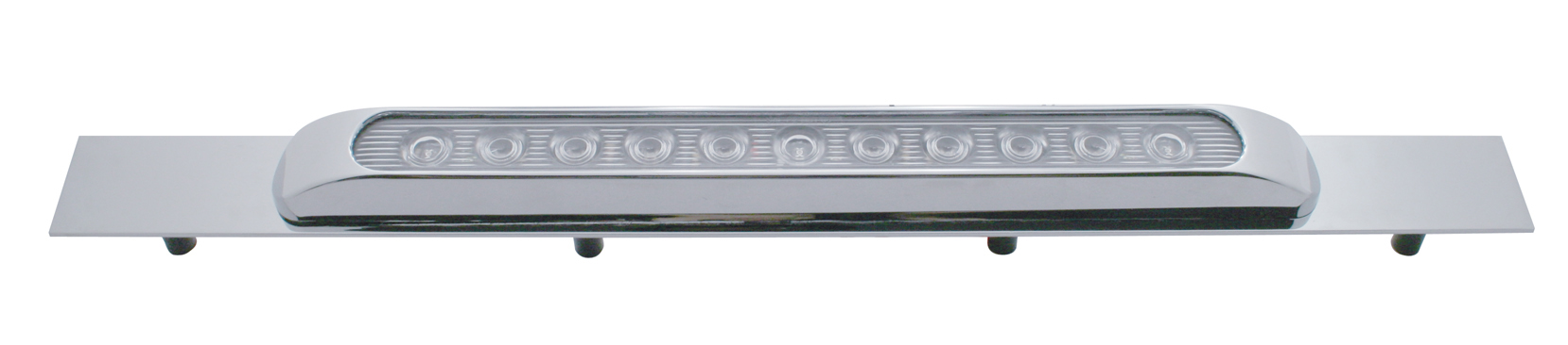 Chrome Top Mud Flap Plate W/ 11 Red Led 17" Light Bar - Clear Lens