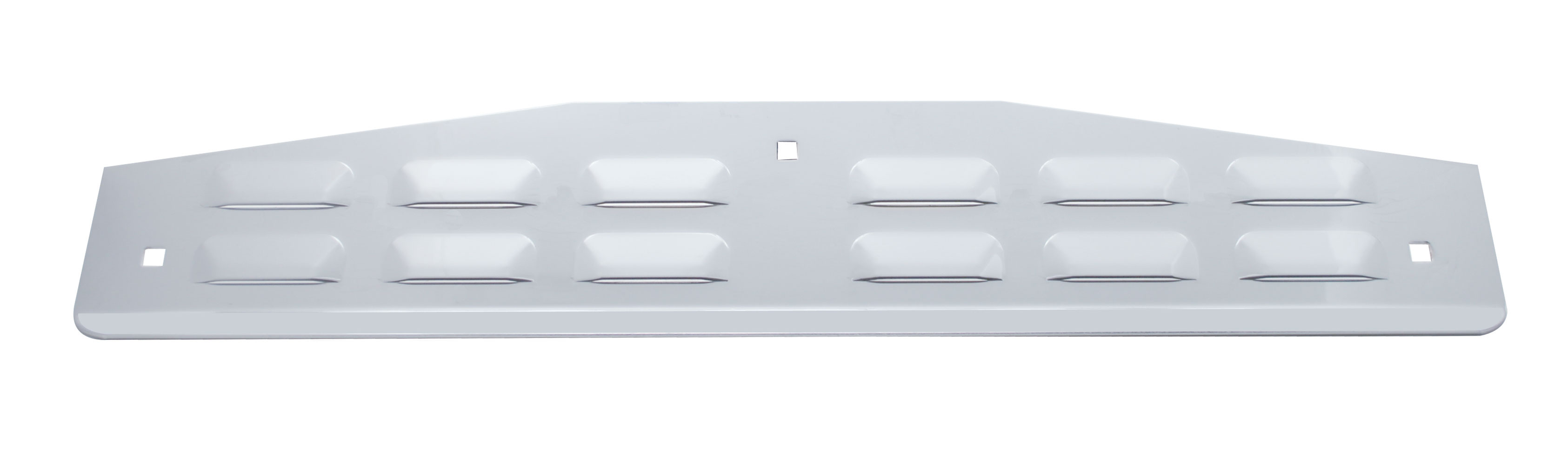 Chrome 4"L X 24"W Louvered Bottom Mud Flap Plate W/ Lip - Bolt Thru Studs