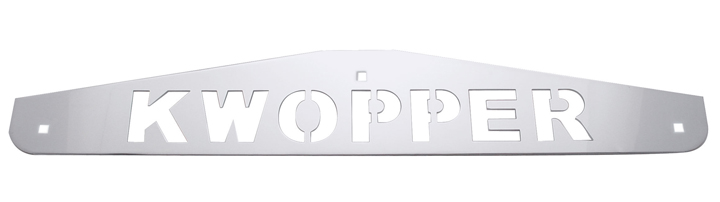 Chrome 4"L X 24"W Scripted Bottom Mud Flap Plate W/ Bolt Thru - Kwopper