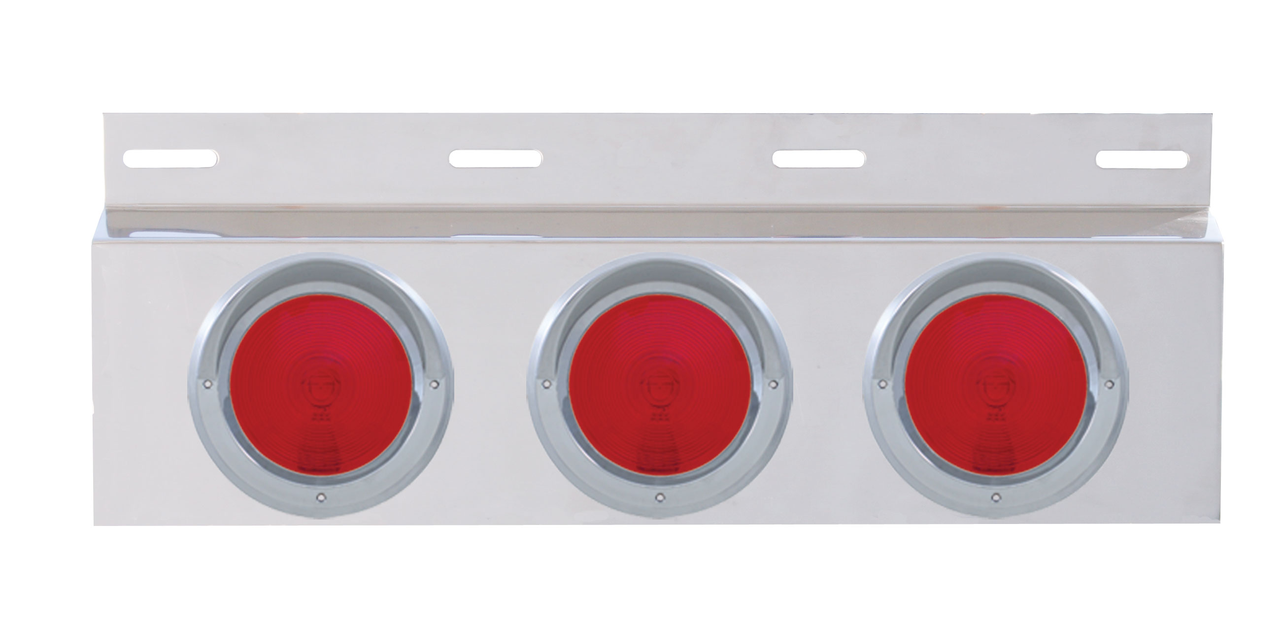 Stainless Steel Top Mud Flap Light Bracket W/ Three 4" Incandescent Light W/ Visor - Red Lens