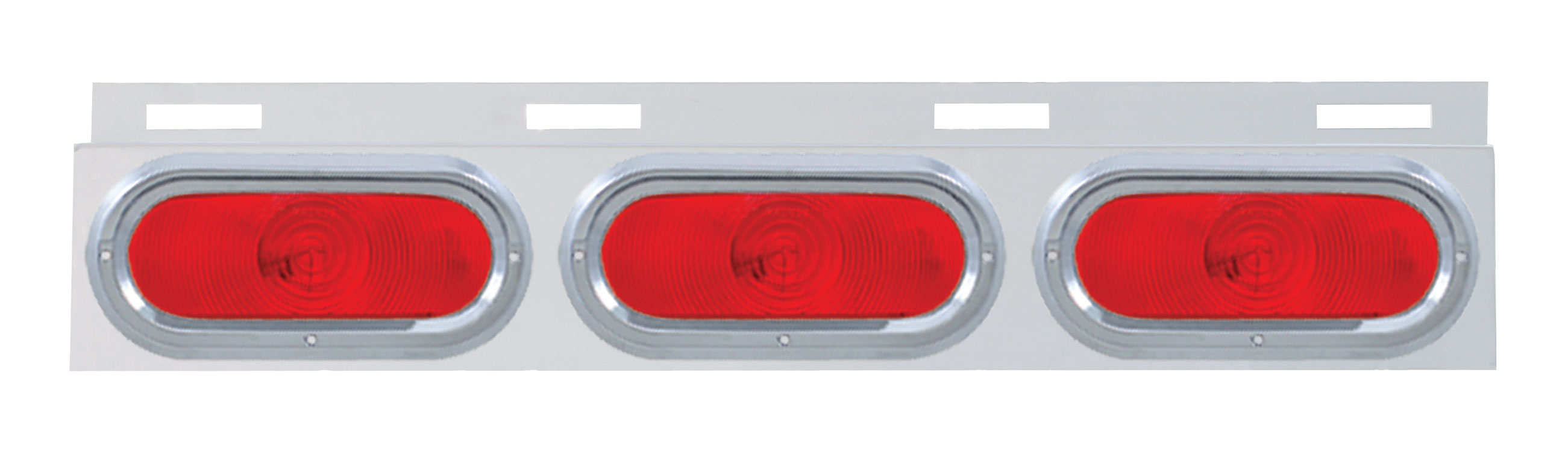 Stainless Steel Top Mud Flap Light Bracket W/ 3 Oval Incandescent Lights W/ Visor - Red Lens
