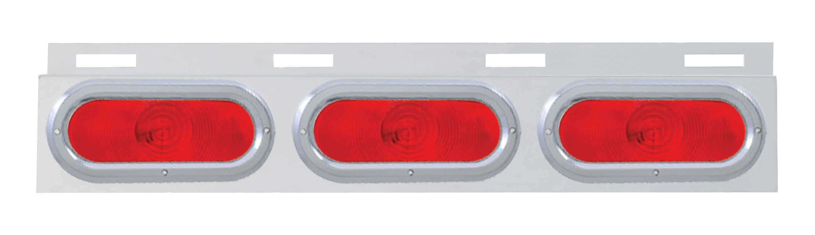 Stainless Steel Top Mud Flap Light Bracket W/ 3 Oval Incandescent Light W/Bezel - Red Lens