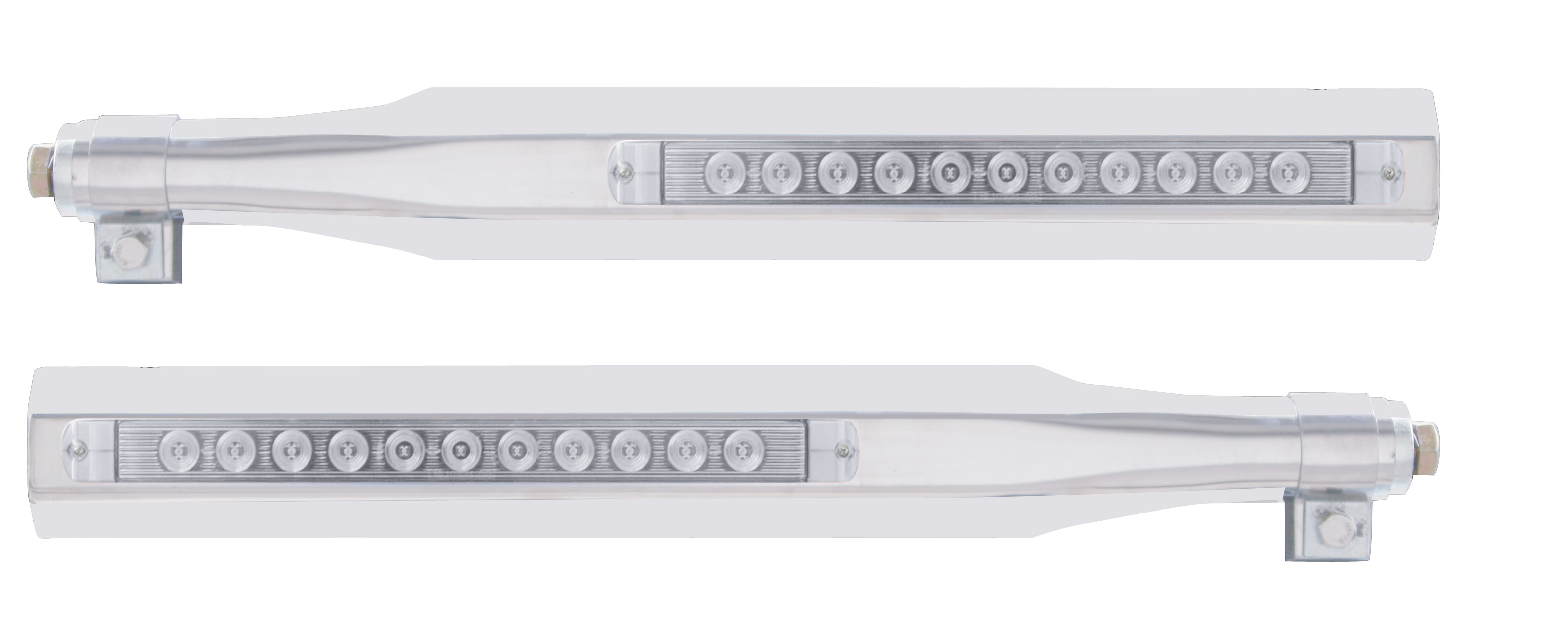 (2/Bulk) Stainless Steel Deluxe Quarter Fender Bracket W/ 11 Amber Led 17" Light Bar - Clear Lens