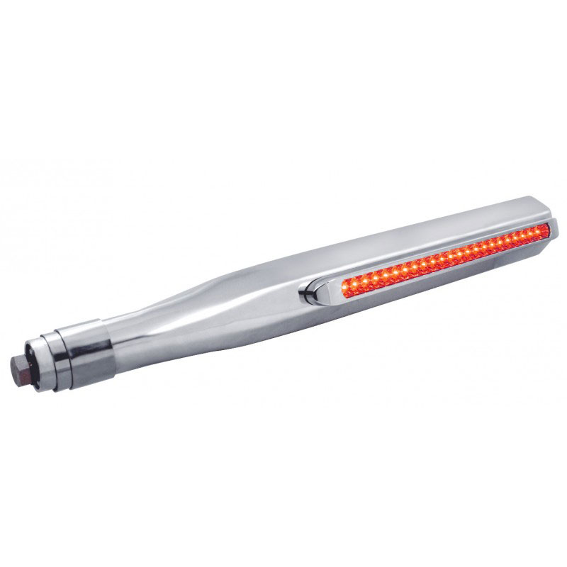 (2/Bulk) Stainless Steel Deluxe Quarter Fender Bracket W/ Chrome Bezel W/ 23 Red Led W/ Reflector 17" Light Bar - Red Lens