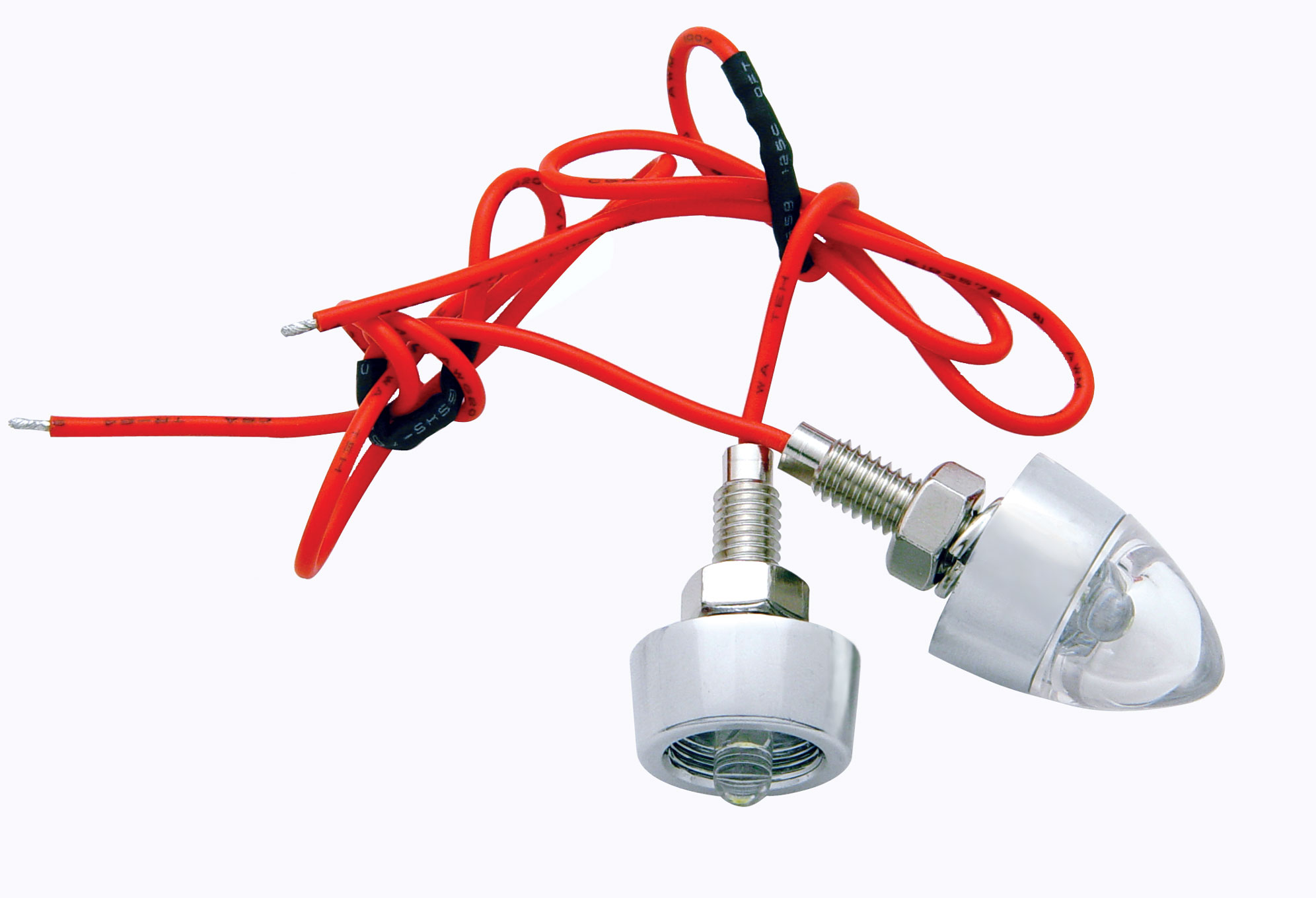 (2/Card) Chrome 1 Led Bullet Fastener - White