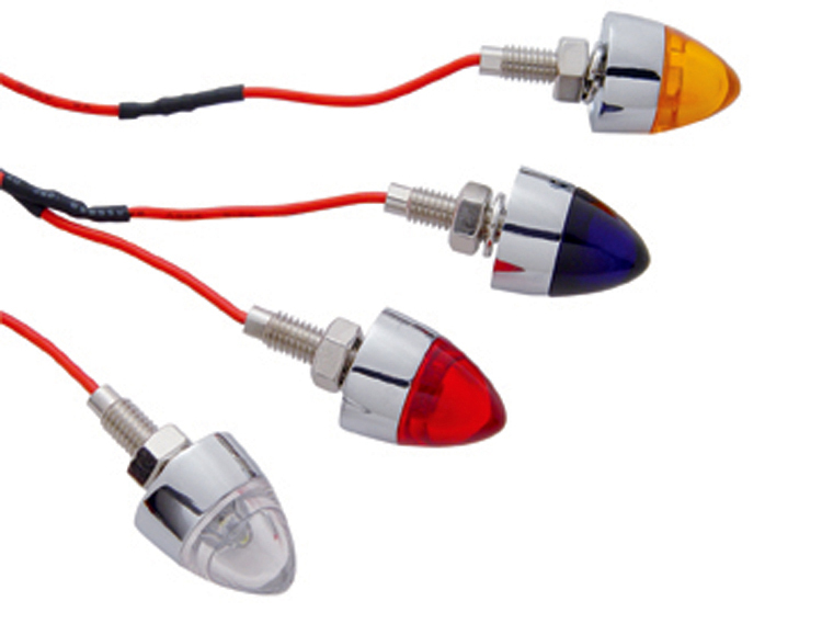 (2/Card) Chrome 1 Led Bullet Fastener - Blue