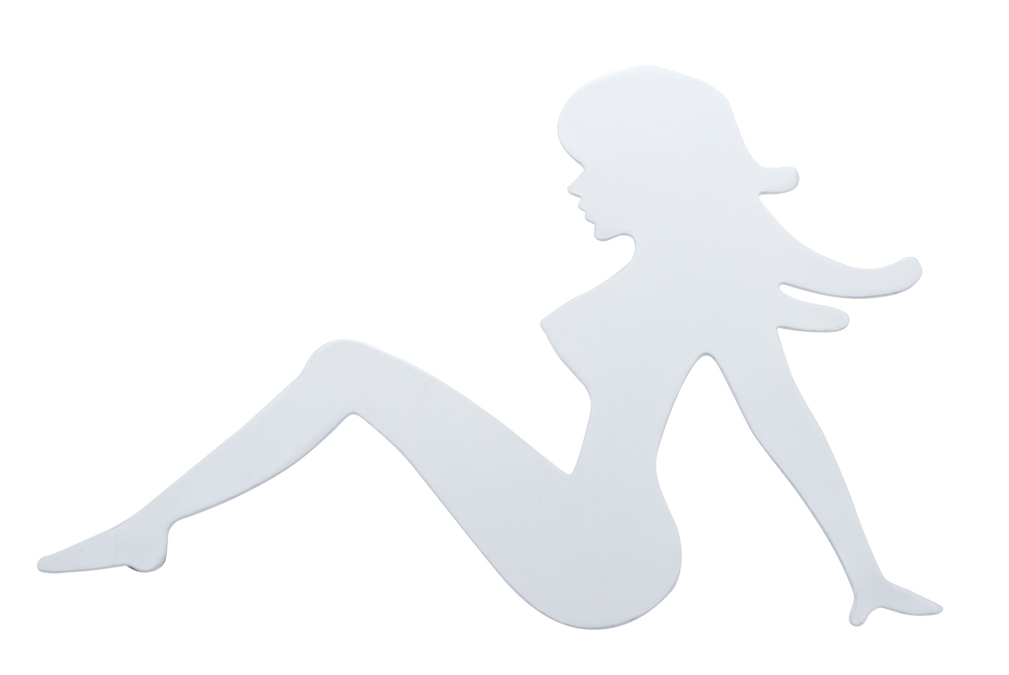 Chrome 6 1/2" X 9" Medium Sitting Lady Cutout W/ Welded Stud - Facing Left