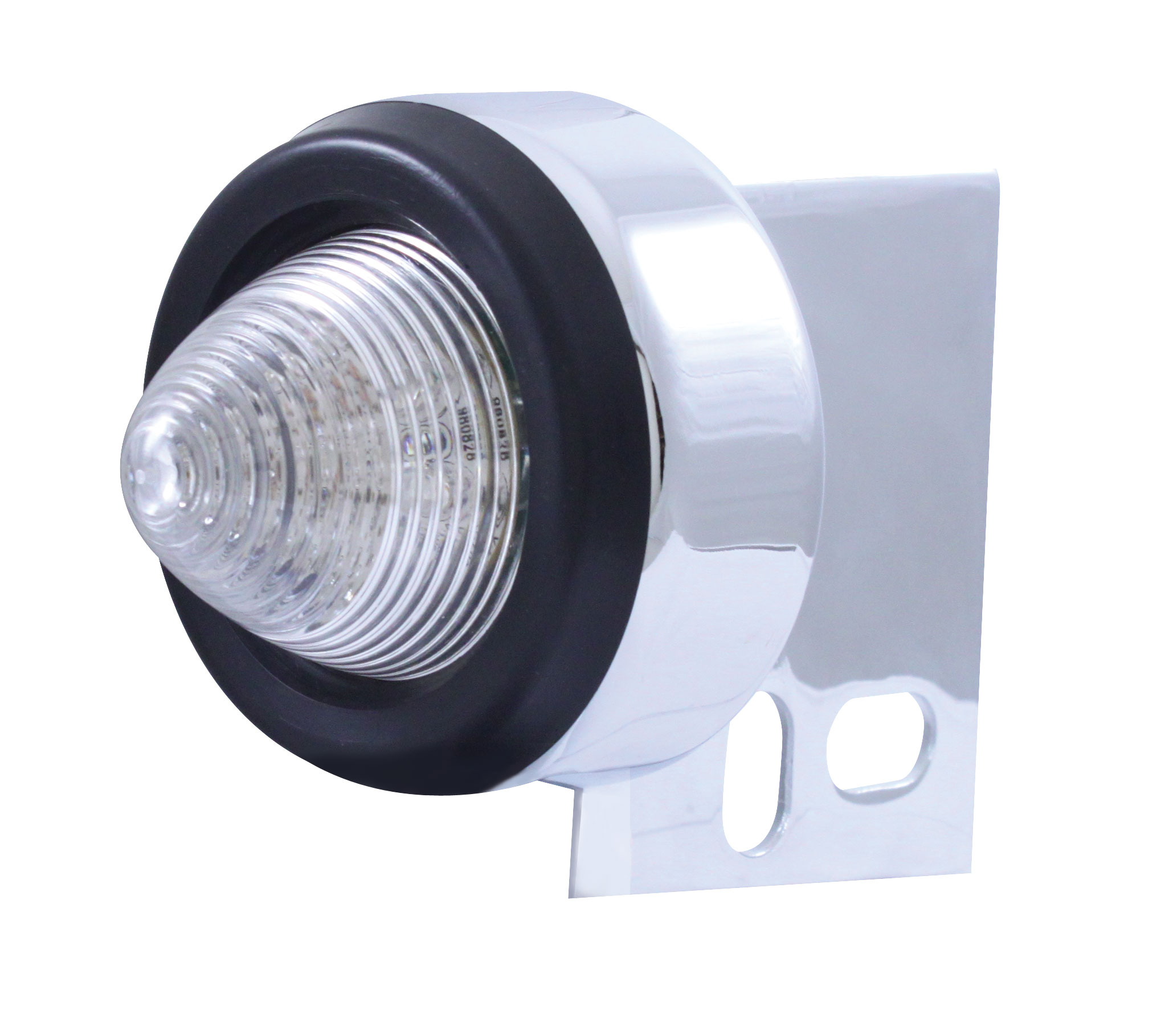 Chrome Universal Mud Flap Hanger End Light W/ 9 Amber Led 2" Beehive Light W/ Grommet - Clear Lens