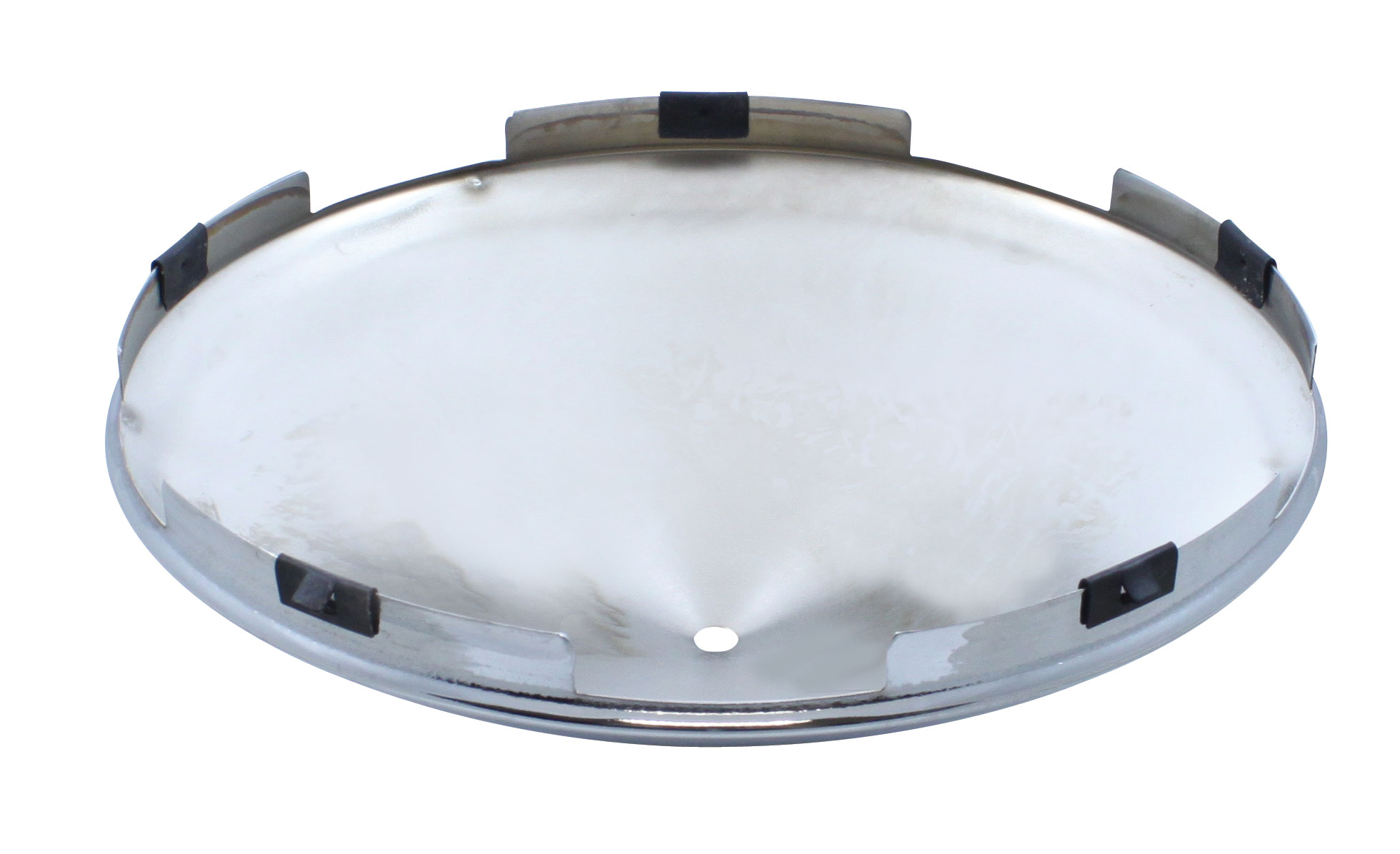 Chrome 7/16" Lip 5 Even Notch Front Hub Cap W/ 3 Bar Straight Spinner