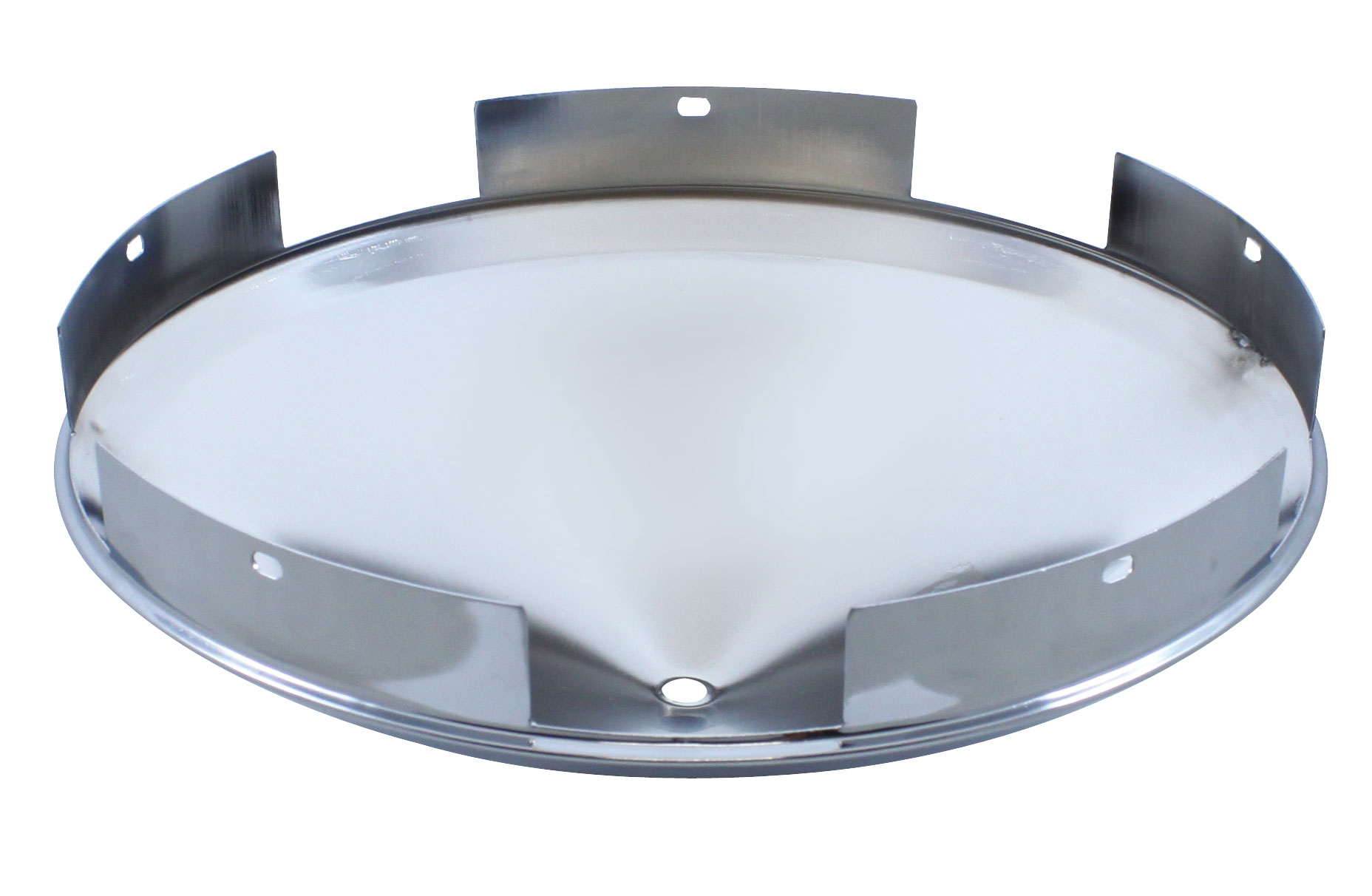 Chrome 1" Lip 5 Even Notch Front Hub Cap W/ 3 Bar Right Spinner