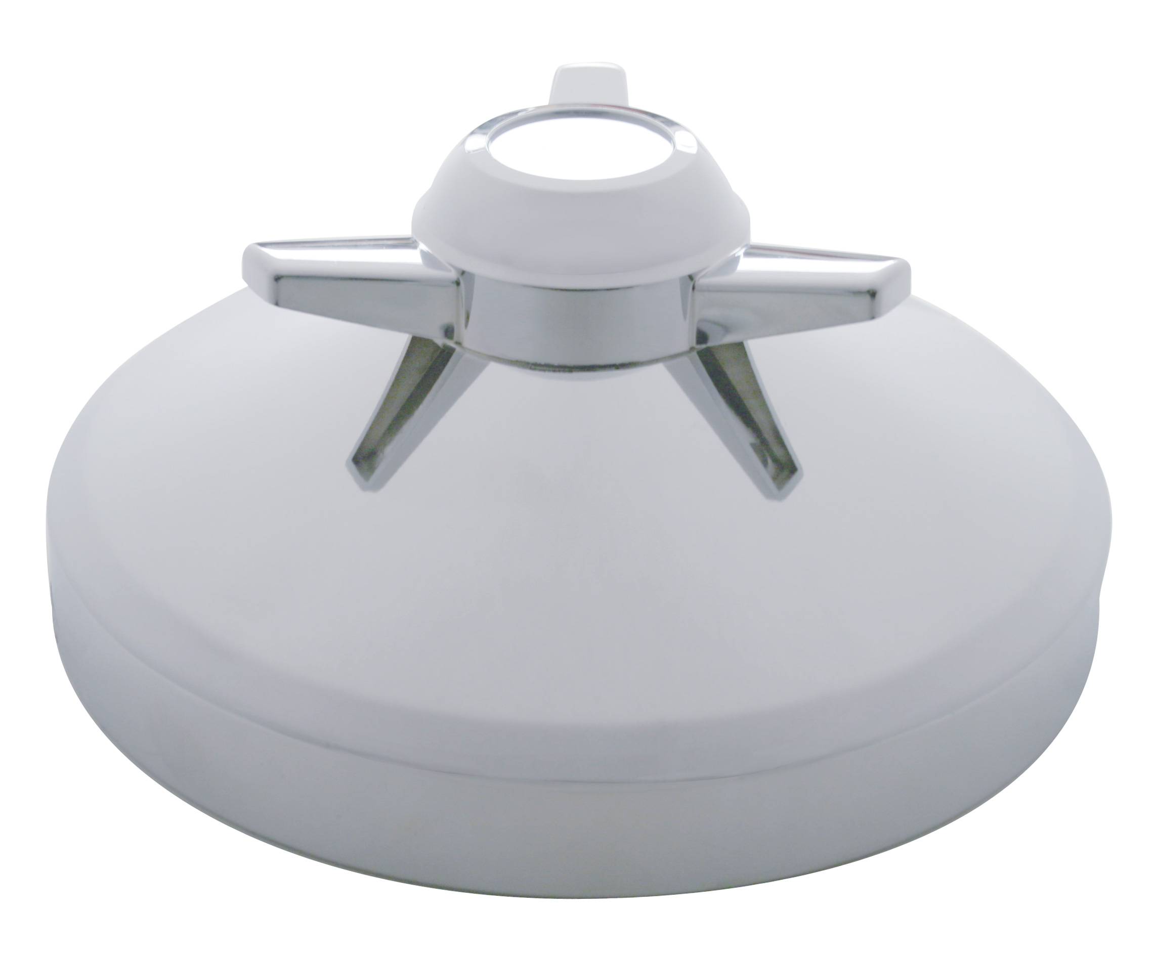 Chrome 8" Rear Hub Cap W/ 3 Bar Straight Spinner