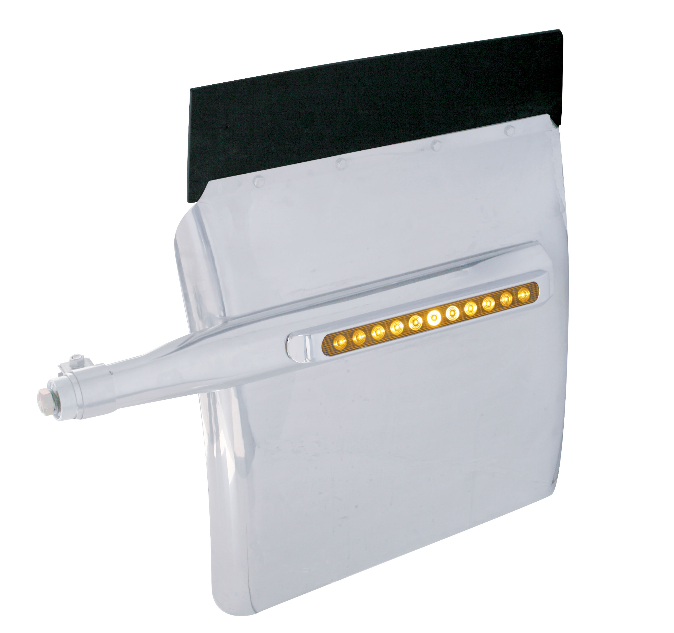 (2/Bulk) Stainless Steel 24" X 24" Deluxe Quarter Fender W/ Chrome Bezel W/ 11 Amber Led 17" Light Bar - Amber Lens