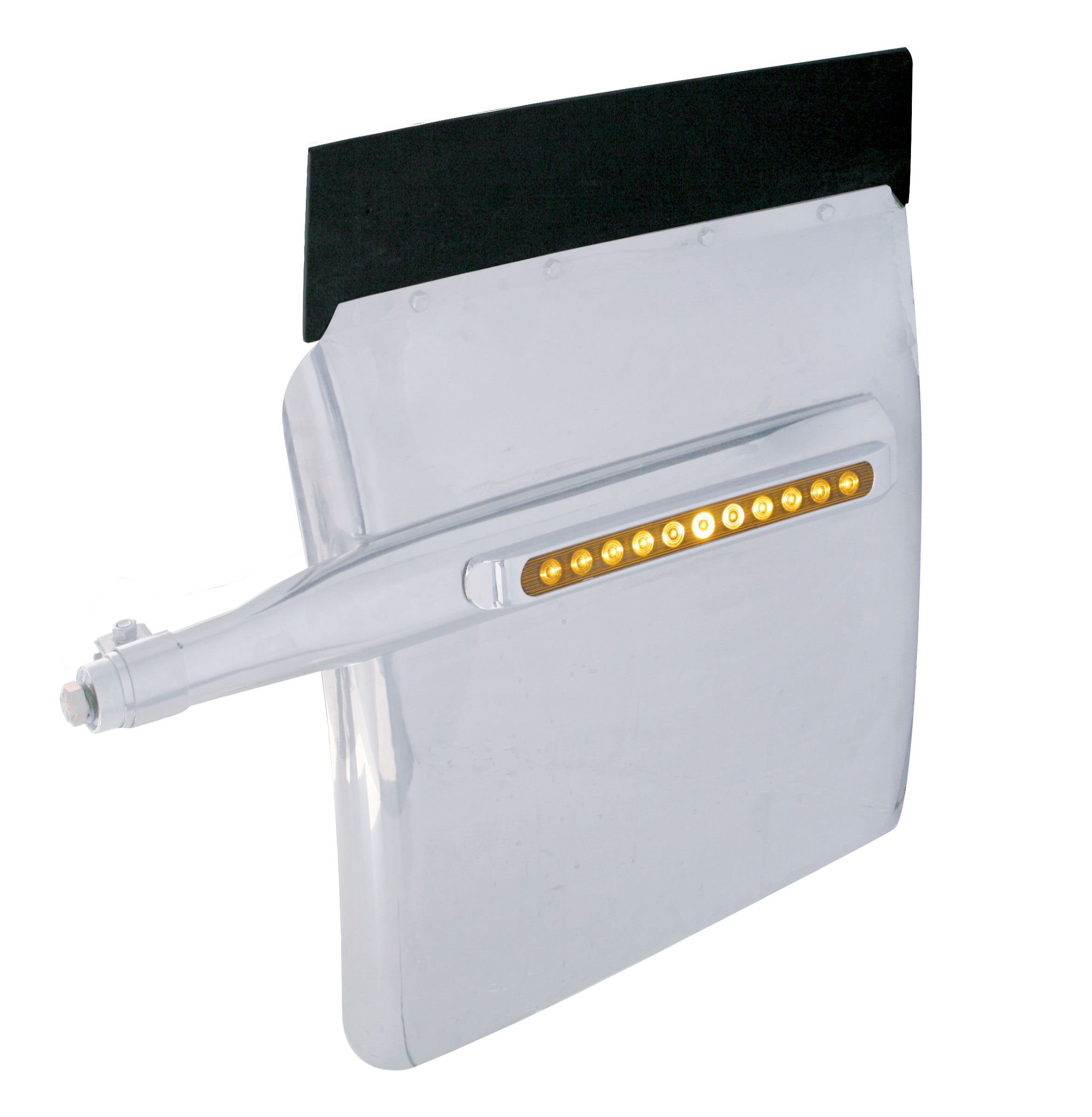 (2/Bulk) Stainless Steel 24" X 27" Deluxe Quarter Fender W/ Chrome Bezel W/ 11 Amber Led 17" Light Bar - Amber Lens