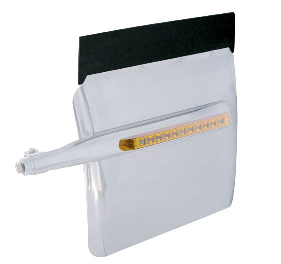 (2/Bulk) Stainless Steel 24" X 24" Deluxe Quarter Fender W/ 11 Amber Led 17" Light Bar - Amber Lens