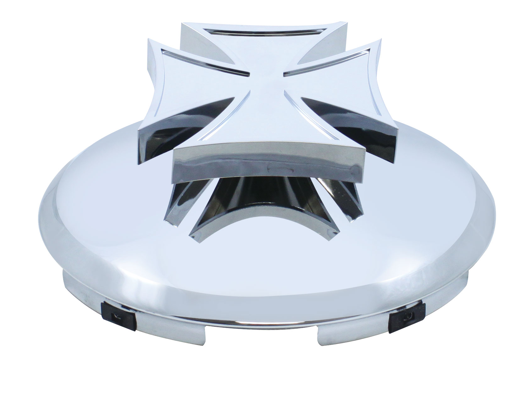 Stainless Steel 7/16" Lip 5 Even Notch Front Hub Cap W/ Iron Cross Spinner