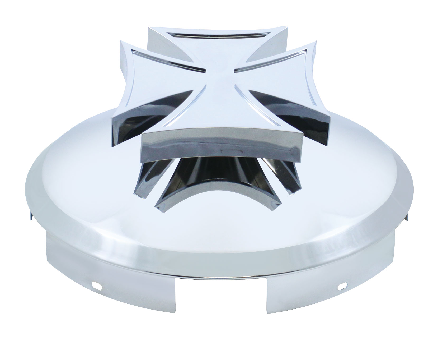 Stainless Steel 1" Lip 5 Even Notch Front Hub Cap W/ Iron Cross Spinner