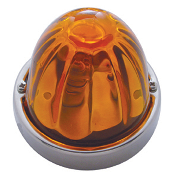 Large Glass Marker Light W/ 1157 Bulb - Amber Watermelon Lens