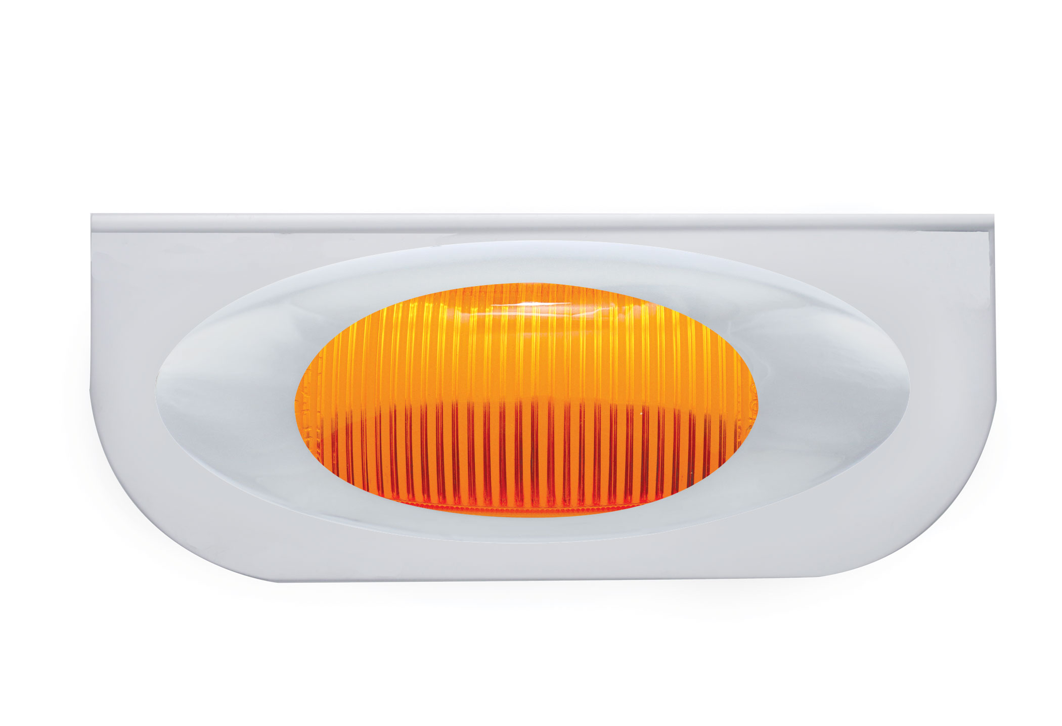 Stainless Steel Light Bracket W/ One 16 Amber Led "Phantom I" Light W/ Chrome Plastic Bezel