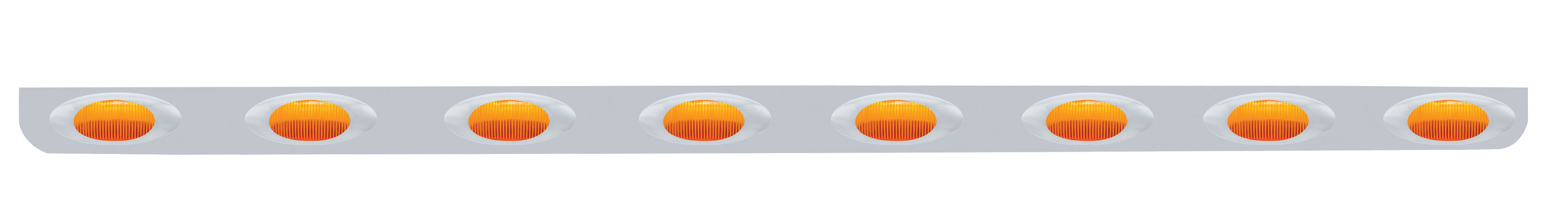 Stainless Steel Light Bracket W/ Eight 5 Amber Led "Phantom I" Light W/ Chrome Plastic Bezel