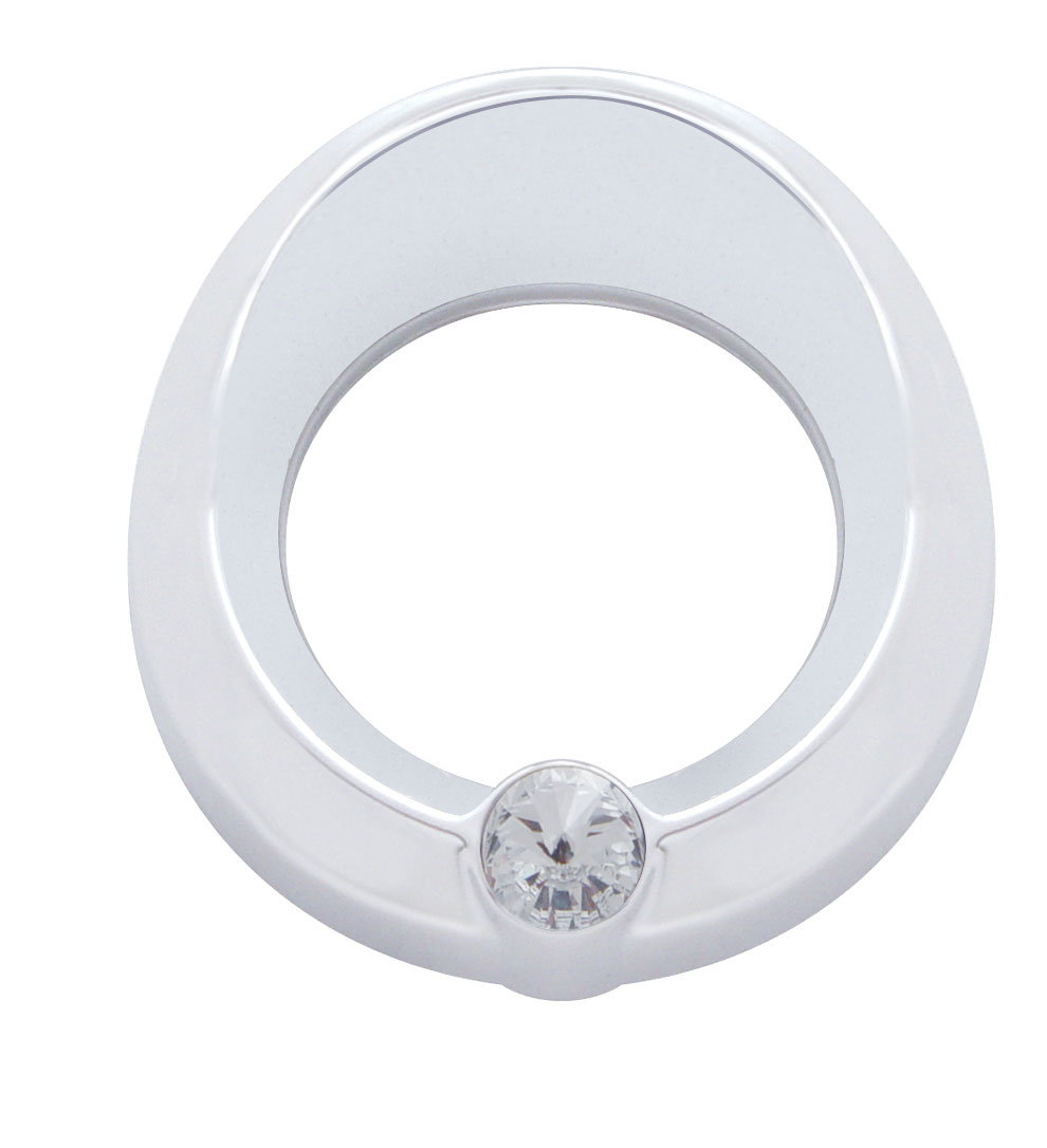 Chrome Plastic Universal Small Gauge Cover W/ Visor & Diamond - Clear