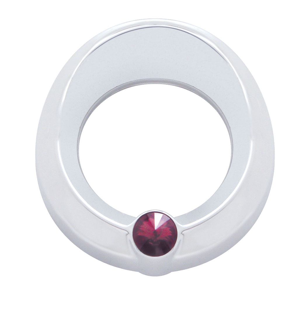 Chrome Plastic Universal Small Gauge Cover W/ Visor & Diamond - Purple