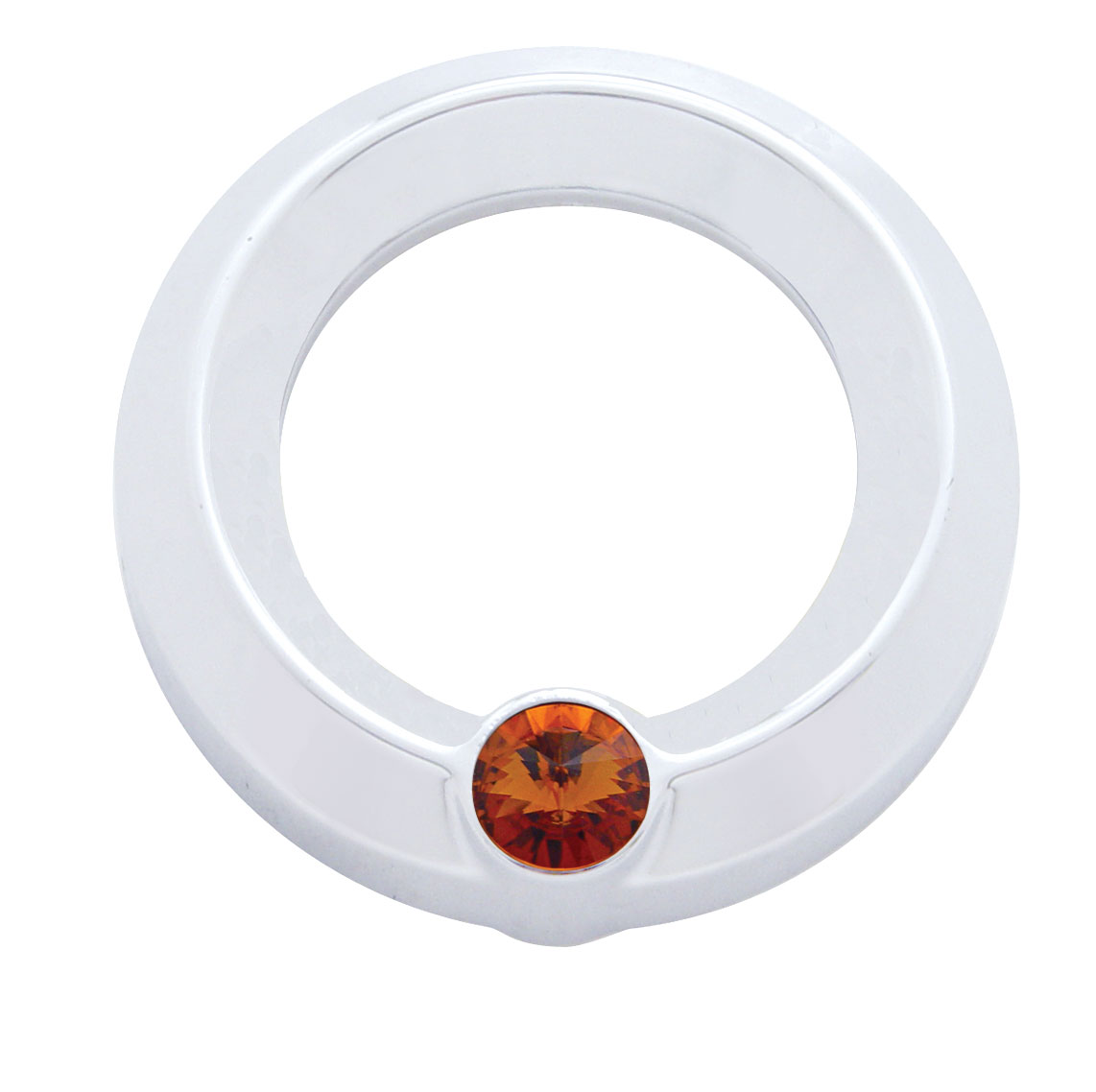 Chrome Plastic Universal Small Gauge Cover W/ Diamond - Amber