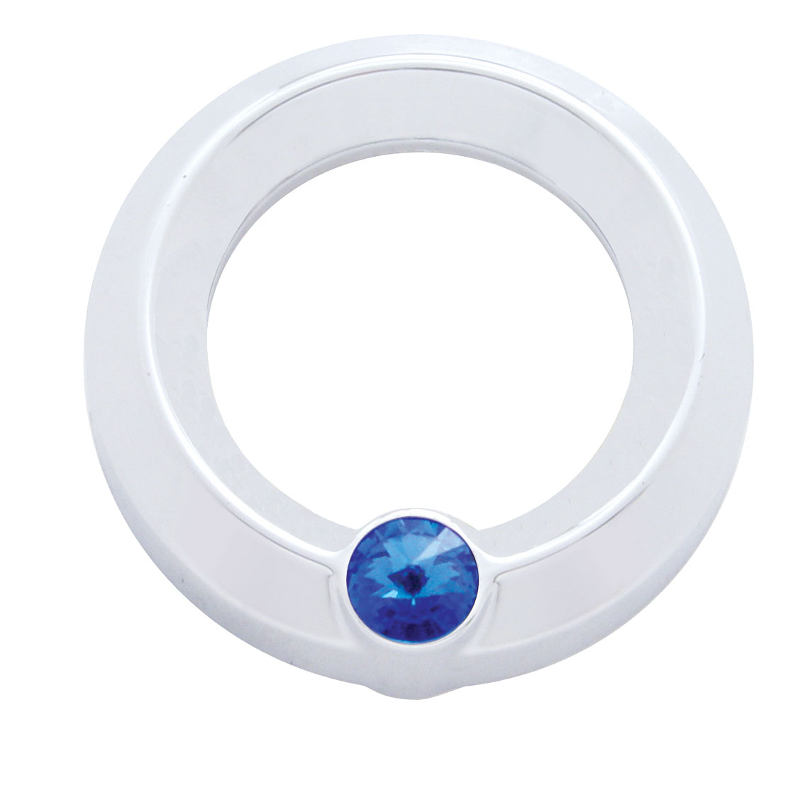 Chrome Plastic Universal Small Gauge Cover W/ Diamond - Blue