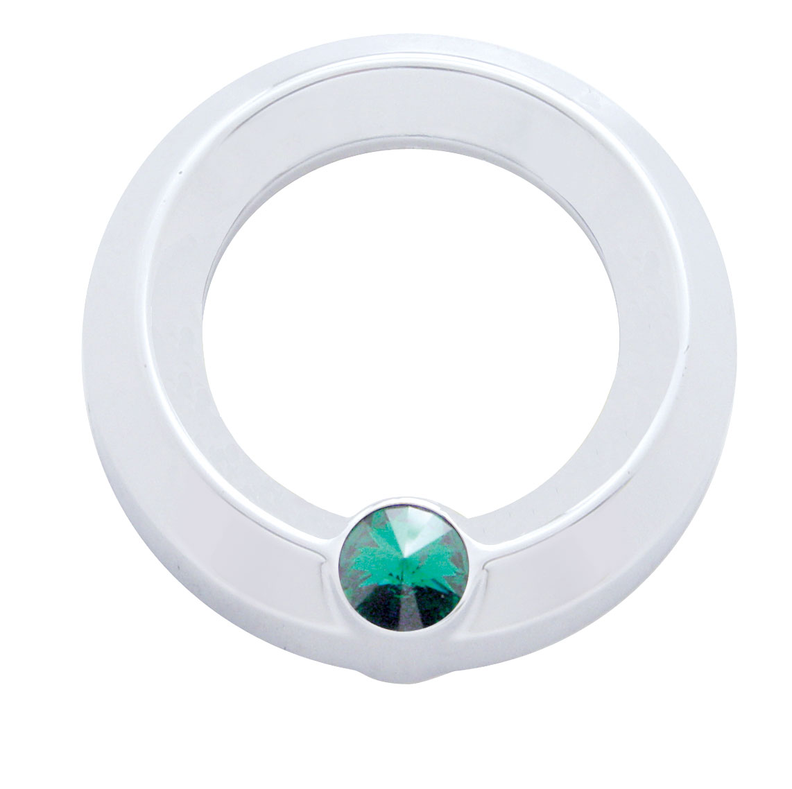 Chrome Plastic Universal Small Gauge Cover W/ Diamond - Green