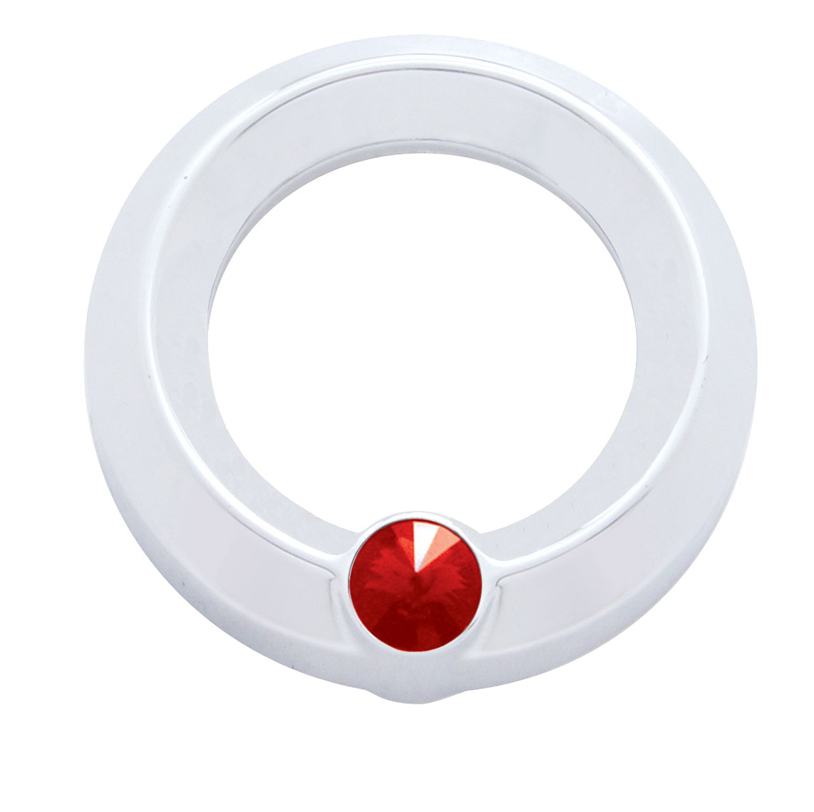 Chrome Plastic Universal Small Gauge Cover W/ Diamond - Red