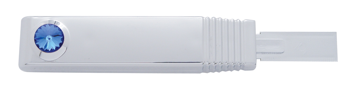 Chrome Plastic Turn Signal Lever Cover W/ Diamond - Blue