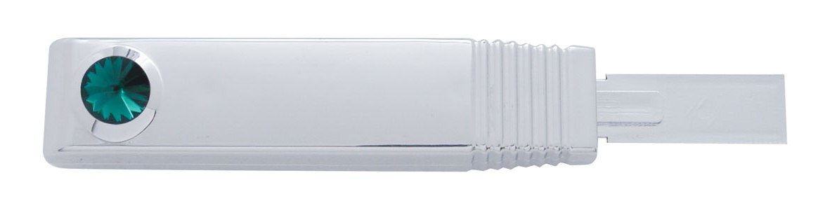 Chrome Plastic Turn Signal Lever Cover W/ Diamond - Green