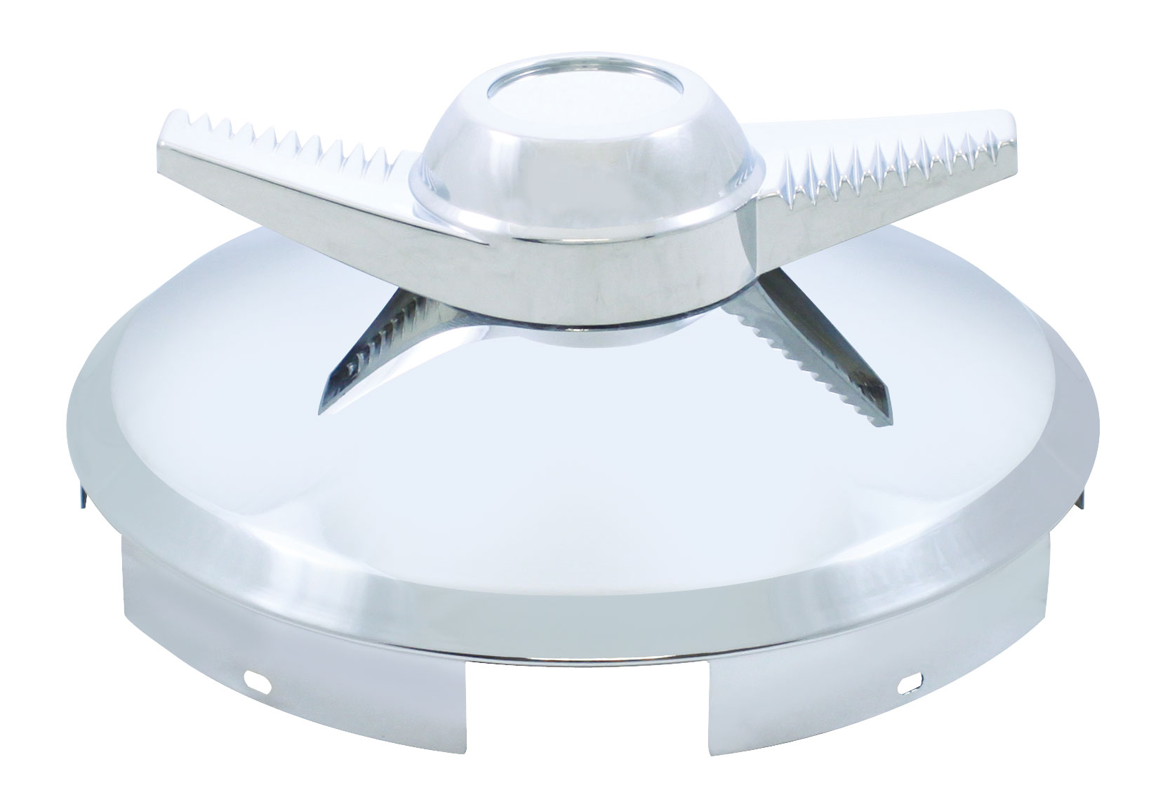 Stainless Steel 1" Lip 5 Even Notch Front Hub Cap W/ 2 Bar Spinner