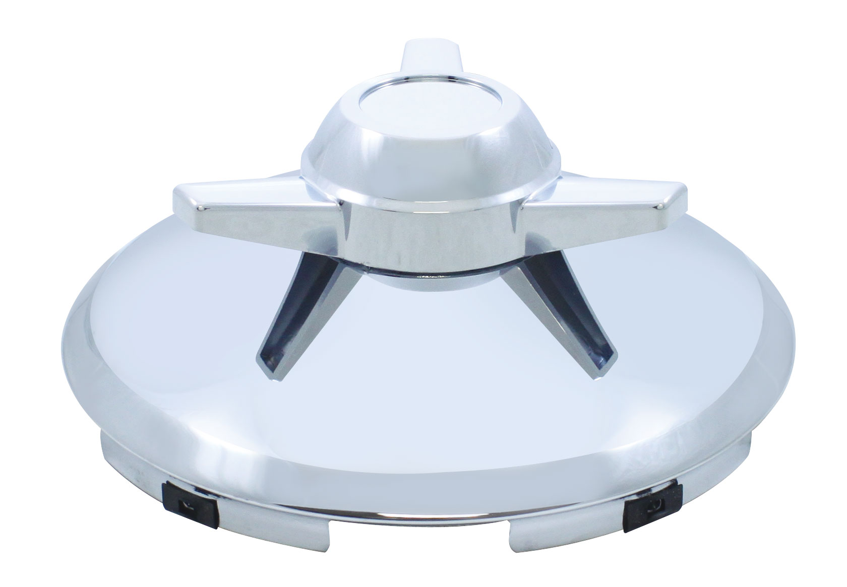 Stainless Steel 7/16" Lip 5 Even Notch Front Hub Cap W/ 3 Bar Straight Spinner