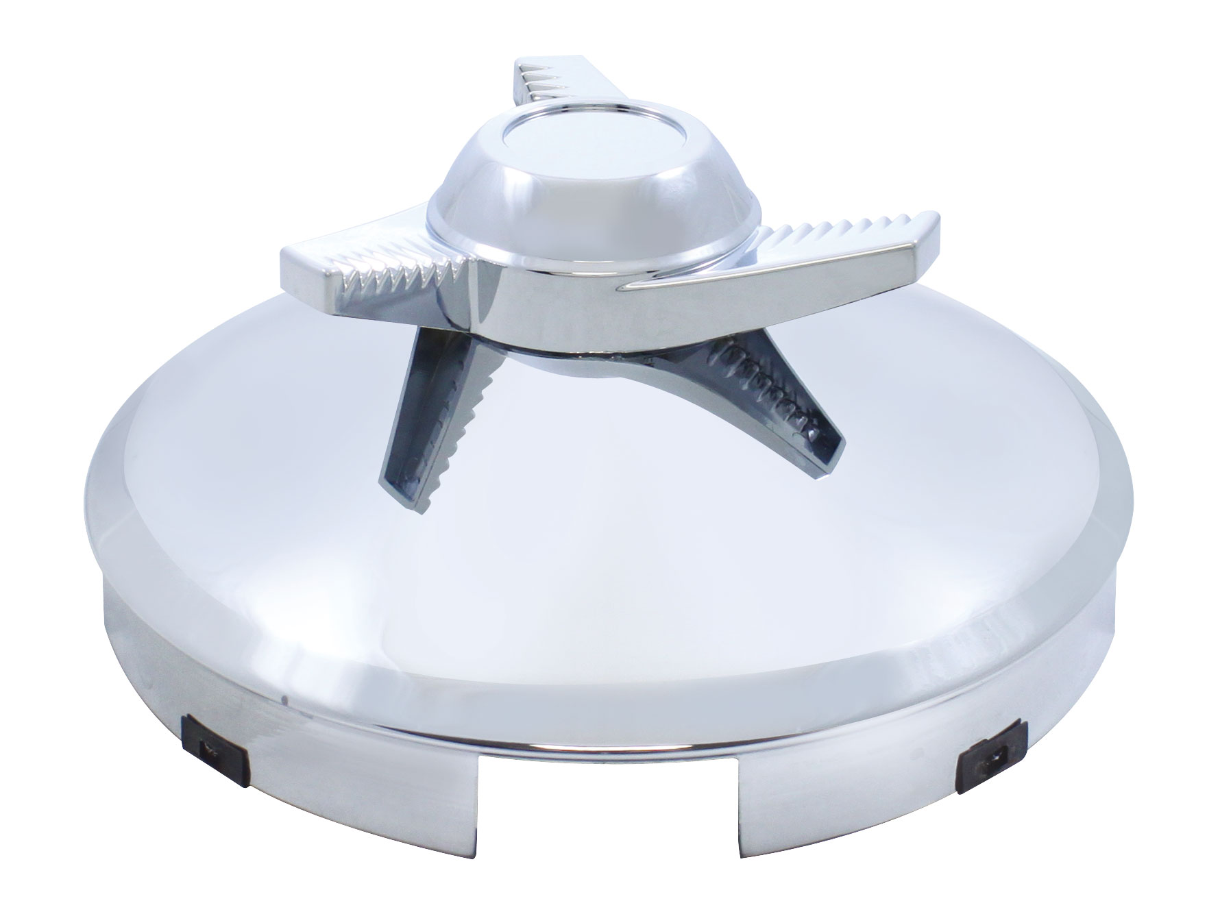 Stainless Steel 1" Lip 4 Even Notch Front Hub Cap W/ 3 Bar Left Spinner