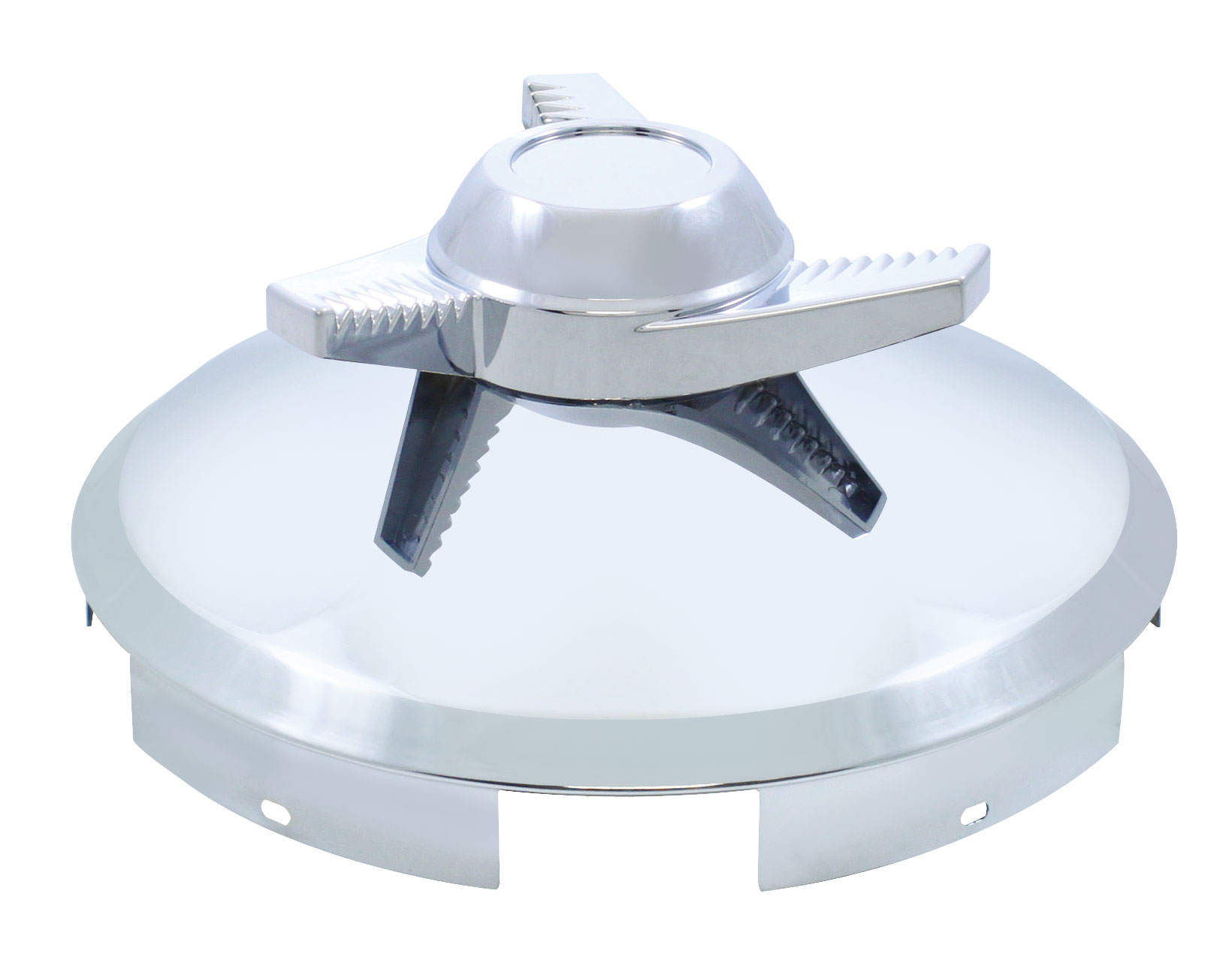 Stainless Steel 1" Lip 5 Even Notch Front Hub Cap W/ 3 Bar Left Spinner