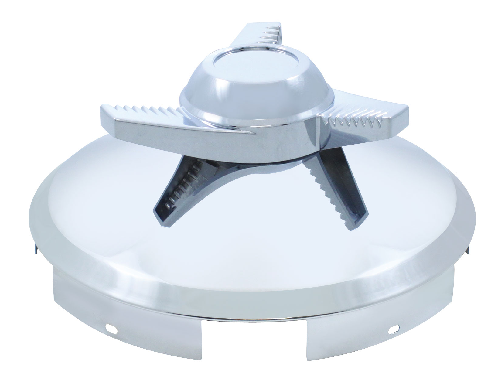 Stainless Steel 1" Lip 5 Even Notch Front Hub Cap W/ 3 Bar Right Spinner