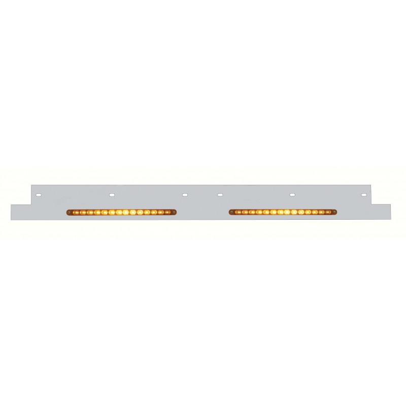 Stainless Steel Kenworth Lower Grill Filler Trim W/ Two 14 Led Light Bar - Amber Led/Amber Lens