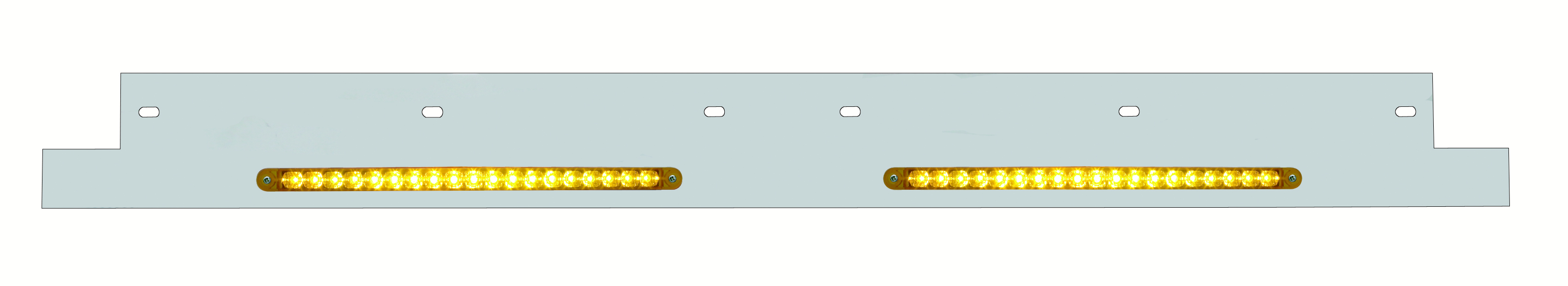 Stainless Steel Kenworth Lower Trim W/ 19 Amber Led 12" Reflector Light Bar - Amber Lens