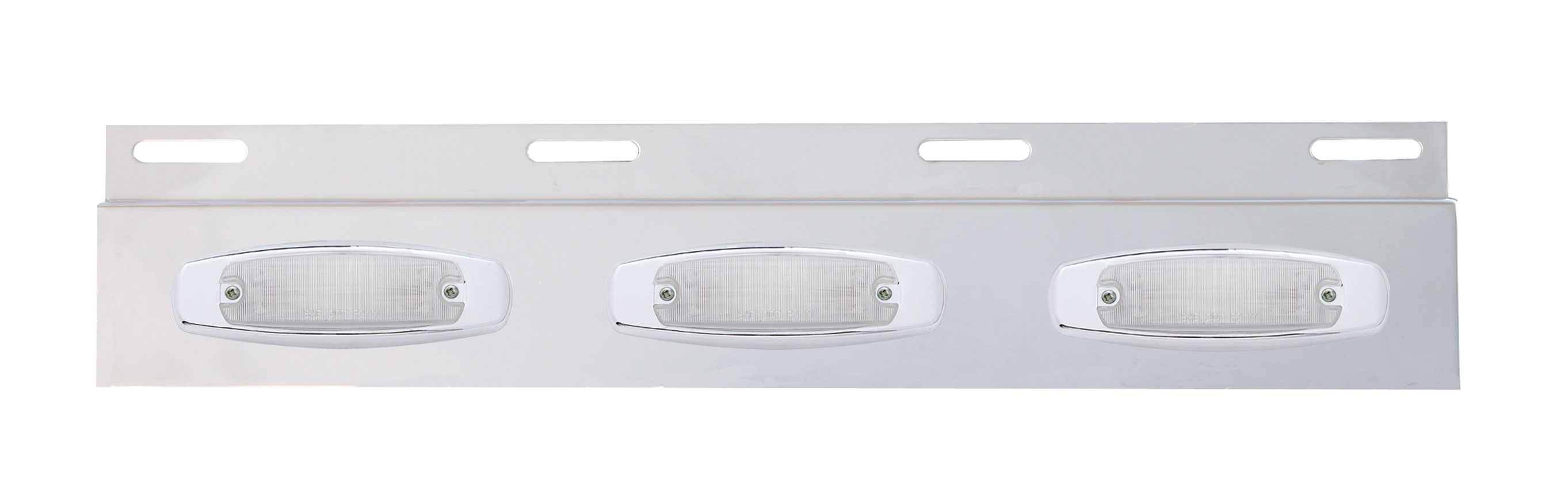 Stainless Steel Top Mud Flap Light Bracket W/ Three 12 Led Rectangular Light W/ Bezel - Clear Lens